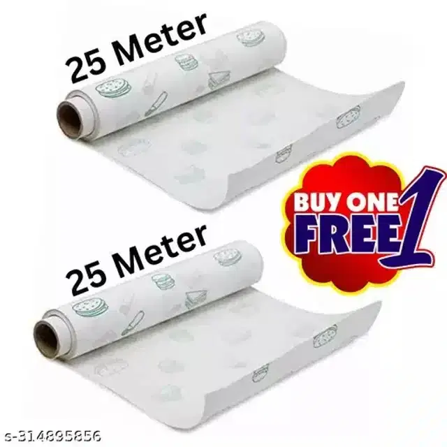 Food Wrapping Butter Paper Roll, Pack of 2, 25 m