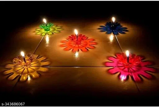 3D Reflection Diyas, Multicolor, Pack of 12