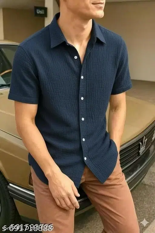 Casual Shirt for Men (Blue, S)