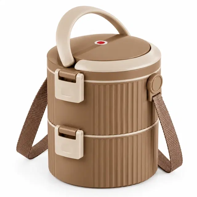 Cello Duplex, Brown | Insulated Carrier | Keeps Meals Warm | Easy-Grip Handle