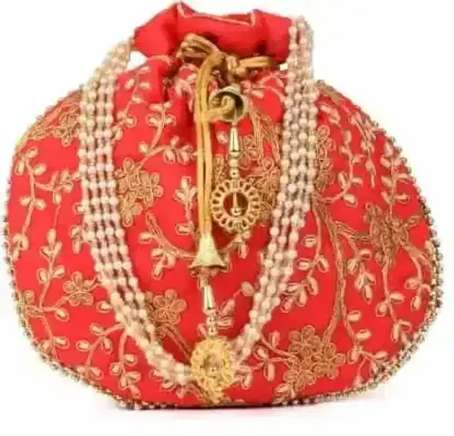 Ethnic Style Designer Partywear Potli for Women, Red