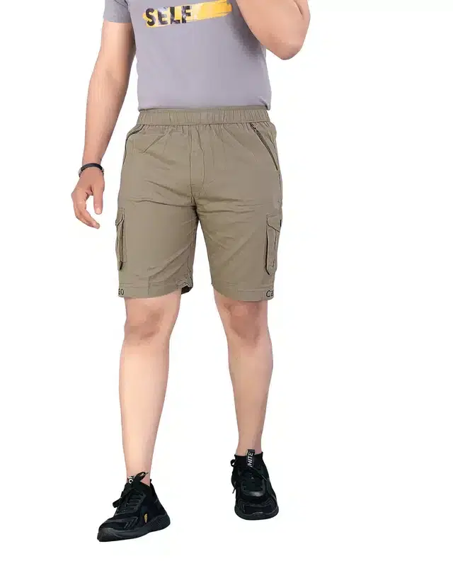 Cotton Cargo Shorts for Men (Brown, 28)