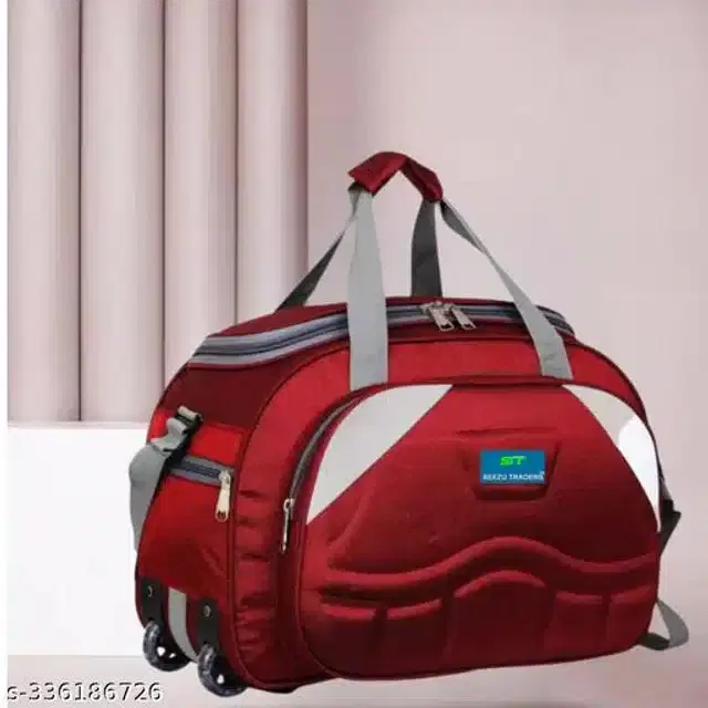 Nylon Duffel Bag, Red, 60 L