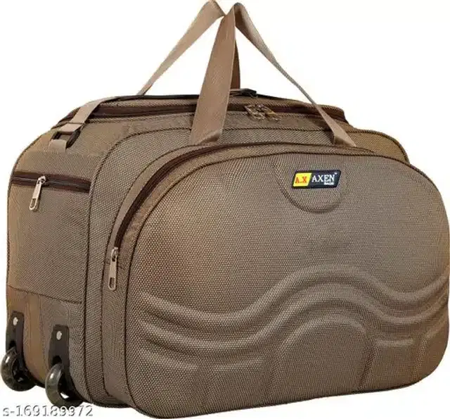 Polyester Trolley Duffel Bag for Men & Women, Brown
