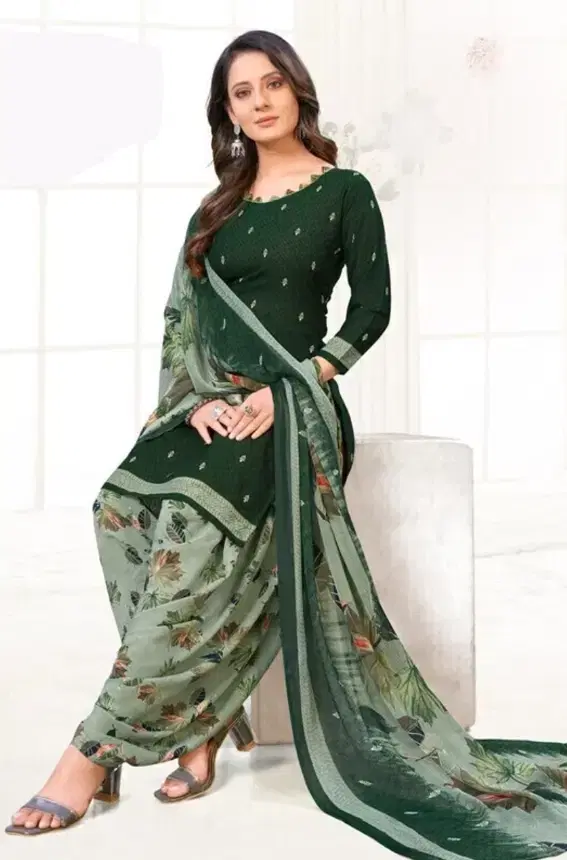 Crepe Unstitched Suit for Women, Green (One Size)