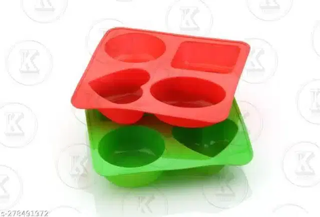 Silicone Multipurpose Moulds, Red & Green, Pack of 2
