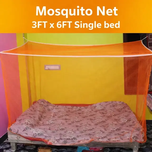 Square Mosquito Net 3FT x 6FT Single bed- Assorted (Pack of 1)