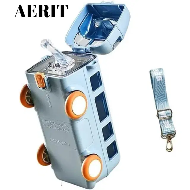 Plastic Bus Shape Sipper Bottle for Kids, Multicolor (1000 ml)