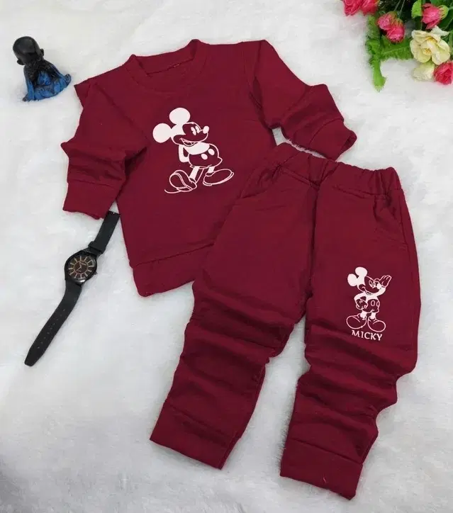 Cotton Blend Printed Clothings Set for Girls,, Brown (3-4 Years)