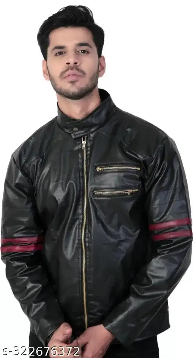 Synthetic Jacket for Men (Black, L)