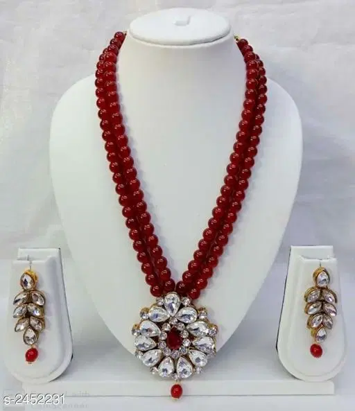 Elegant Alloy & Pearl Jewellery Set