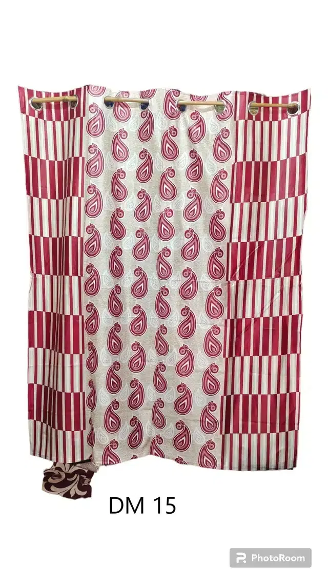 Printed Door, 7 feet & Two Window, 5 feet Curtains, Multicolor, Set of 2