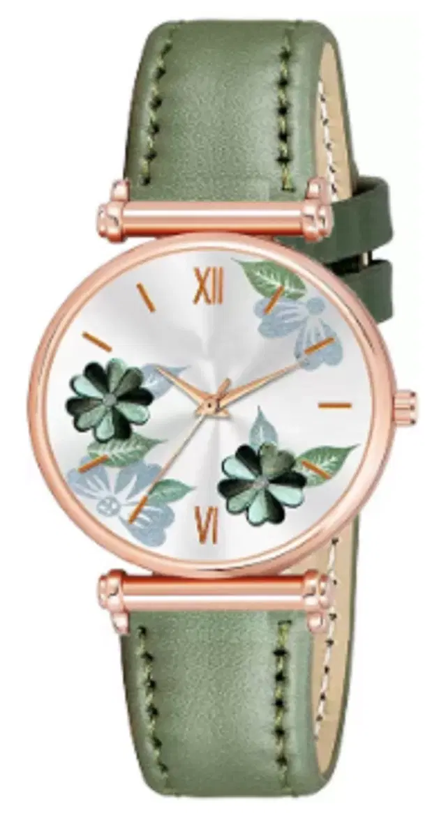Leather Strap Analog Watch for Women & Girls (Multicolor)