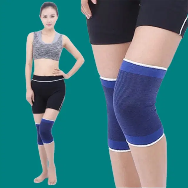 Polyester Solid Knee Sleeves for Women, Blue, Set of 1