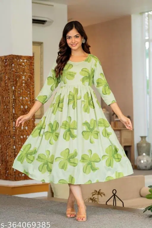 Rayon Kurti for Women, Green (S)