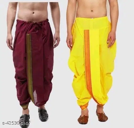 Polycotton Dhotis for Men, Pack of 2 (Multicolor, Free Size)