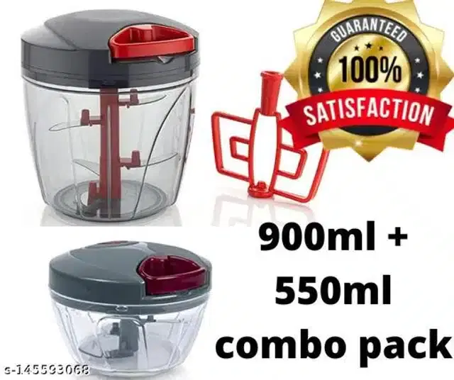 Plastic Manual Vegetables Choppers, Multicolor, Set of 2