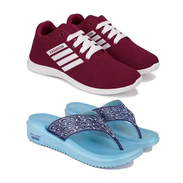 Combo of Sports Shoes & Flip Flops for Men, Pack of 2 (Multicolor, 7)