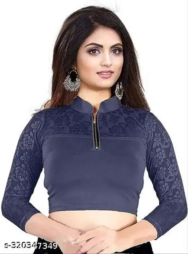 Three-Quarter Sleeves Blouse for Women (Navy Blue, 26)