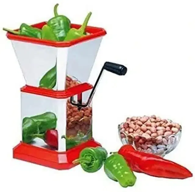 Plastic Manual Vegetable Chopper, Red