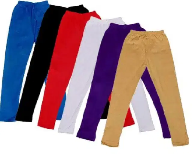 Soft & Comfortable Leggings for Girls, Pack of 6 (Multicolor, 3-4 Years)