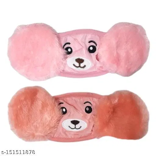 Fur Earmuffs for Kids, Pack of 2 (Pink & Peach, 3-4 Years)