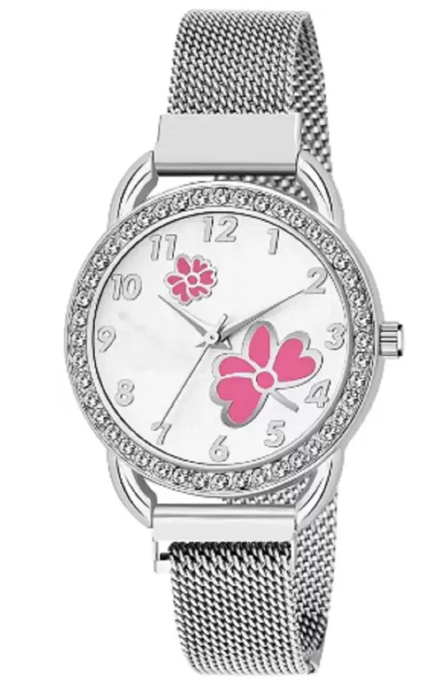 Analog Watch for Women & Girls (Silver)