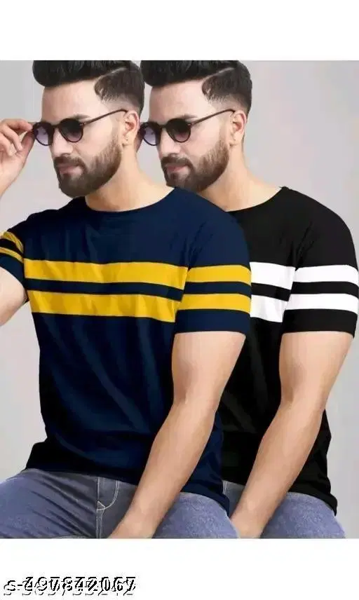 Cotton Blend T-shirt for Men, Multicolour, Pack of 2 (XXS)