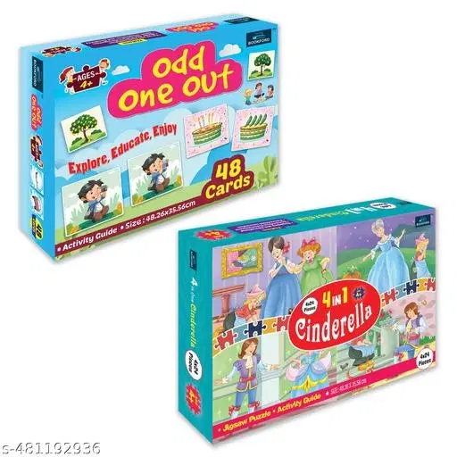 Bookford Exciting Puzzle Combo Set of 2 Jigsaw Puzzle - Odd one out & 4 in 1 Cinderella