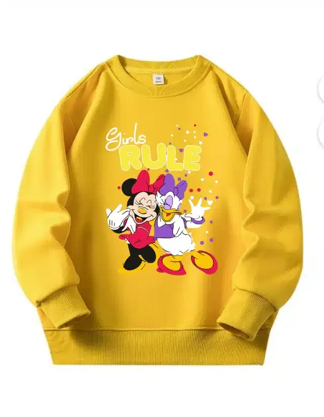 Fleece Printed Sweatshirt for Girls (Mustard, 4-5 Years)