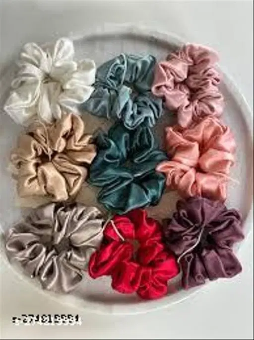 Pure Silk Scrunchies for Women, Pack of 12 (Multicolor)
