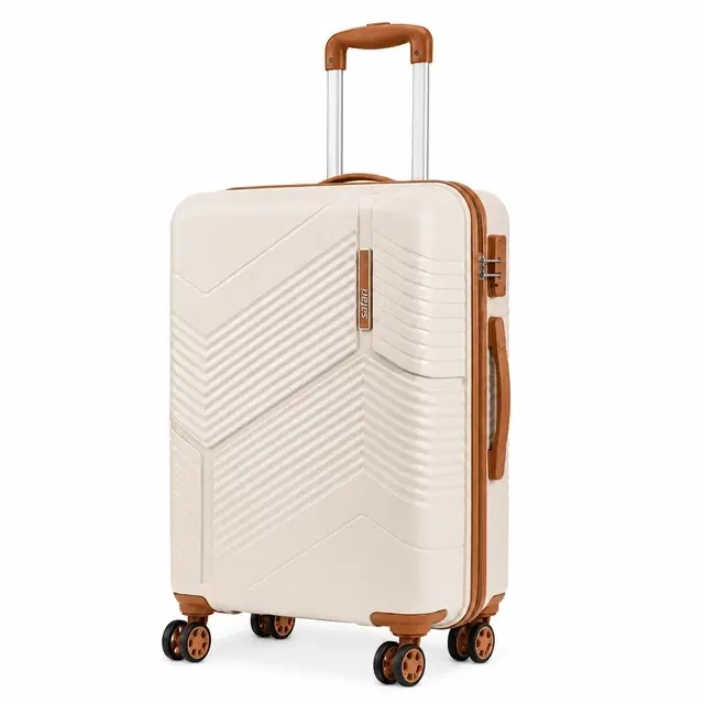 Safari Carter Pro CM 28 Inch [Large] Trolley Bag with 360° Spinner 8 Wheels, Beige