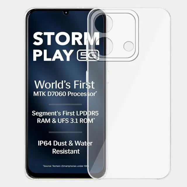 Silicone Mobile Back Cover for LAVA Storm Play 5G (2025) (Transparent)
