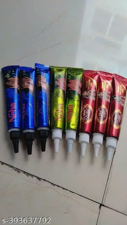 Fast Mehndi Tube Pack 8 Pieces, 5 Red + 3 Black Tubes For Quick & Vibrant Henna Designs