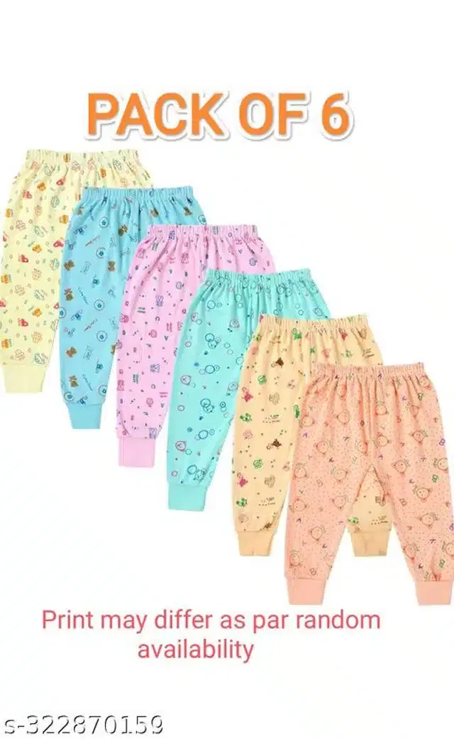 Polycotton Pyjama for Kids, Pack of 6 (Multicolor, 0-3 Months)