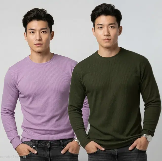 Polyester Textured Round Neck T-shirt for Men, Multicolour, Pack of 2 (XL)