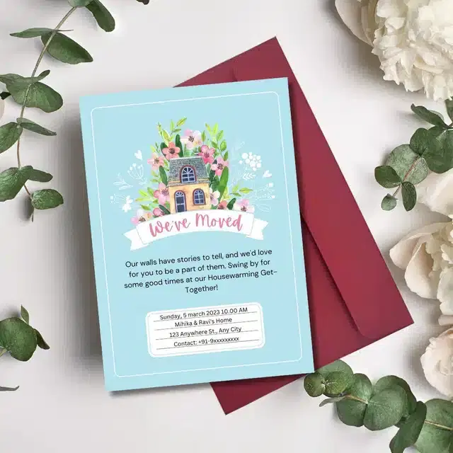 Housewarming Party Greetings with Envelope, Multicolor