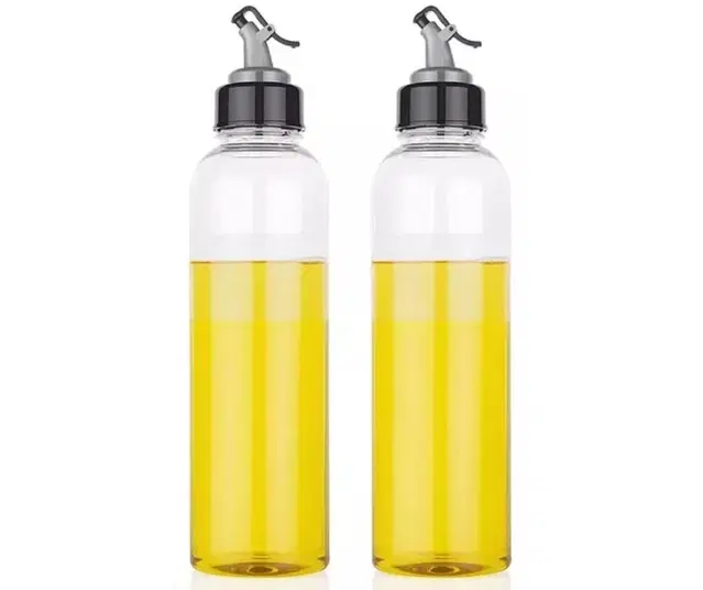 Premium Plastic Oil Dispenser Bottle, Transparent, 1000 ml, Pack of 2