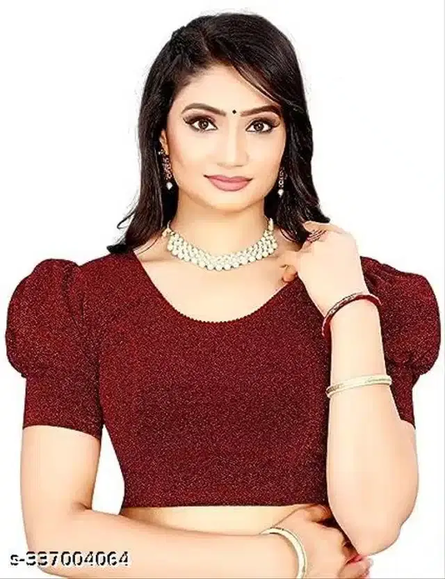 Half Sleeves Blouse for Women (Maroon, 26)