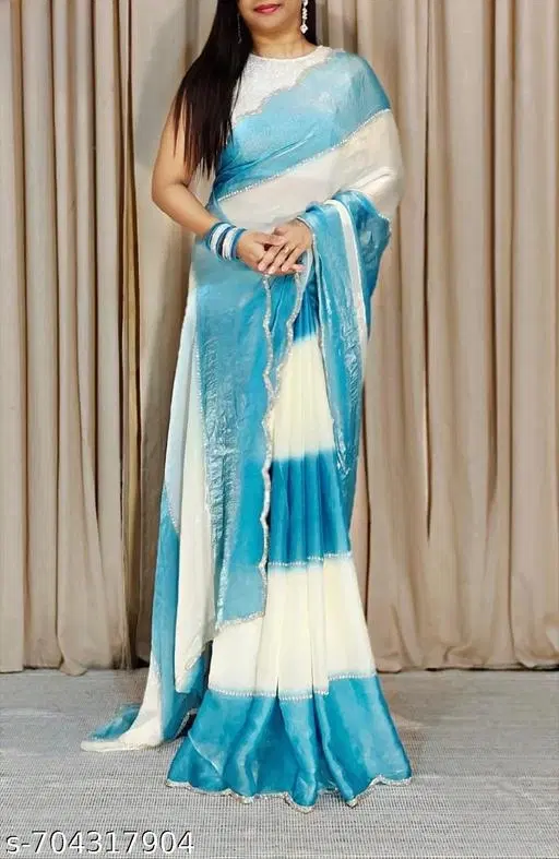 Chinnon Printed Saree for Women, Blue (6.3 M)