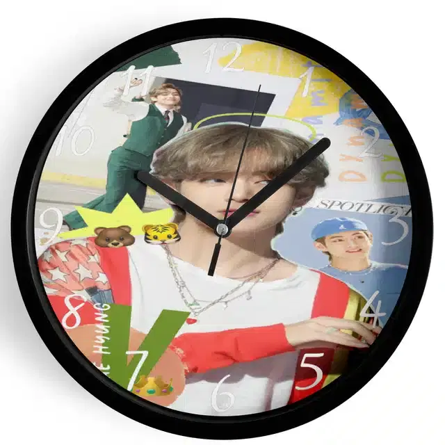 HD Printed Plastic Wall Clock, Multicolor, 10x10 Inches
