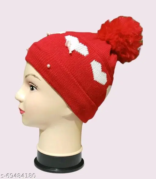 Woolen Cap for Women (Maroon, Free Size)