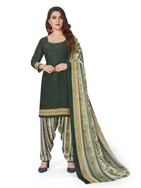 Sharda Creation Women's Dress Material (Green) (SC56)