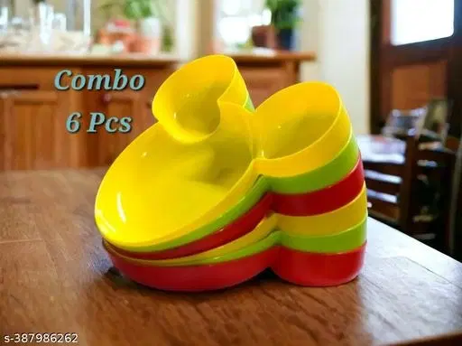 Plastic Plates for Kitchen, Multicolor, Pack of 6