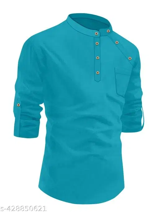 Solid Cotton Kurta Set for Boys (Teal, 4-5 Years)