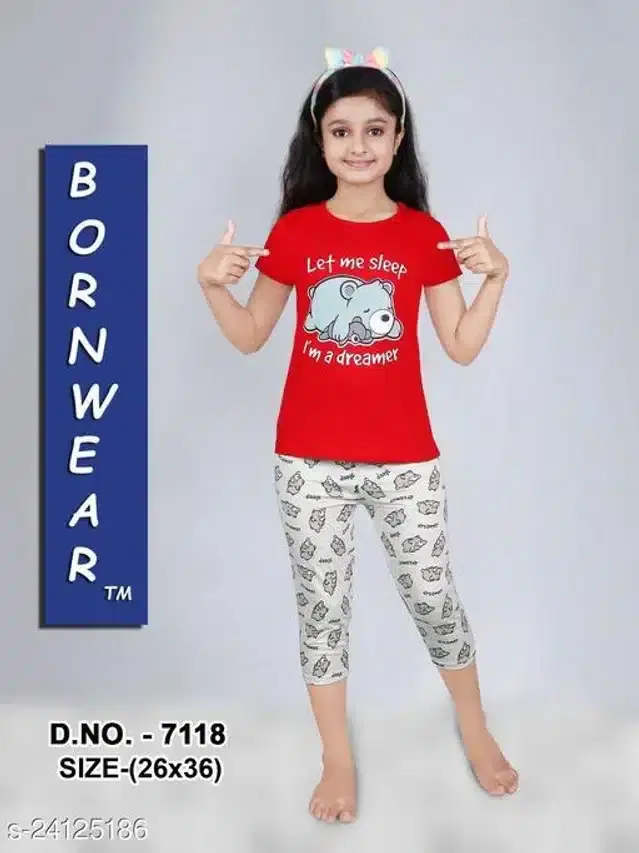 Nightsuit for Girls (Multicolor, 6-7 Years)