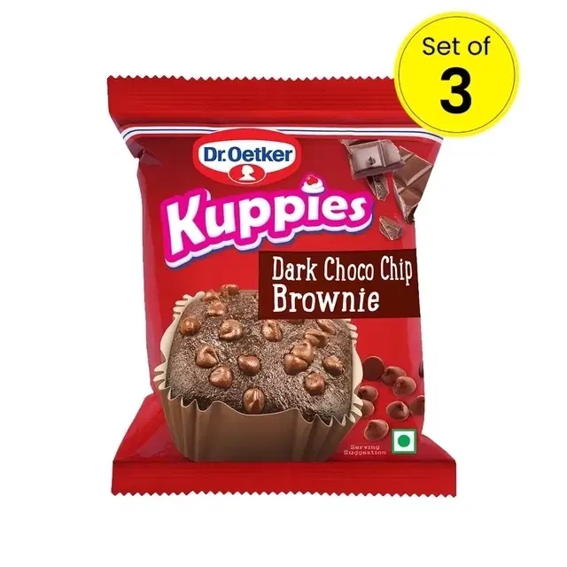 Dr. Oetker Kuppies Dark Choco Chip Brownie 50 g Pack of 3
