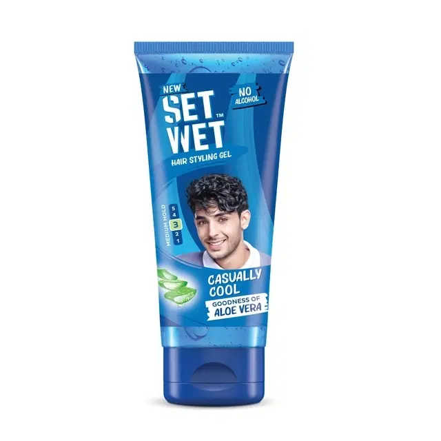 Set Wet Hair Gel for Men Casually Cool Strong Hold Tube 50 g