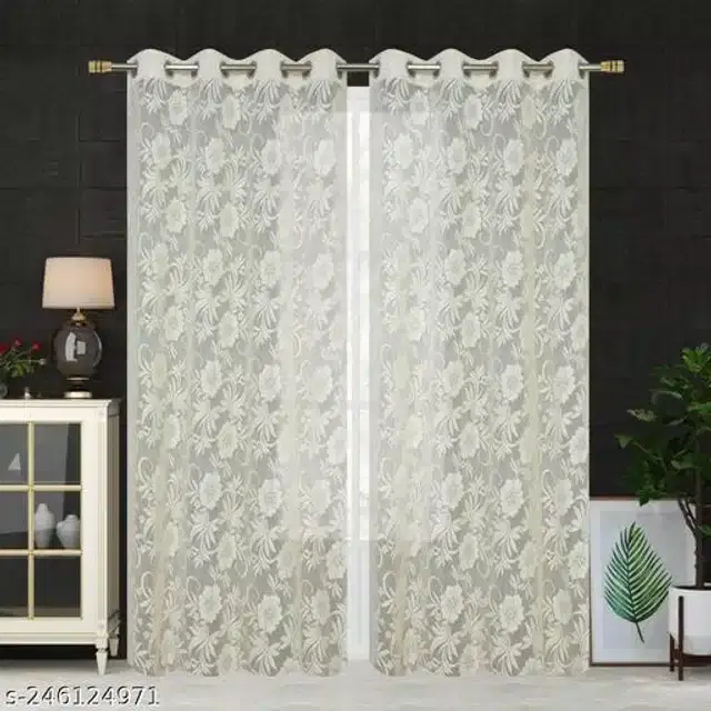 Curtains for Door, Cream, 5 Feet, Pack of 2