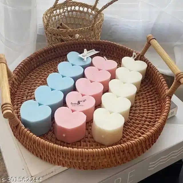 Heart Pillar Shaped Candles, Multicolor, Pack of 3